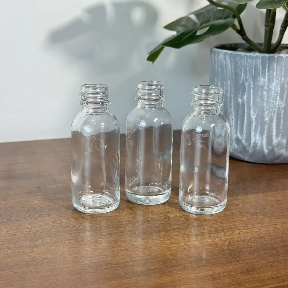 Clear Glass Bottles Empty Refillable Round Travel Size Apothecary